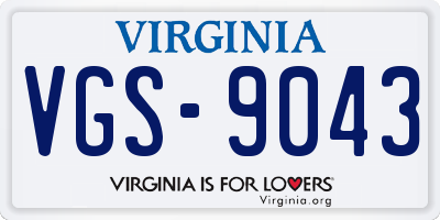 VA license plate VGS9043