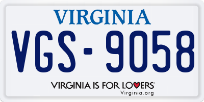 VA license plate VGS9058