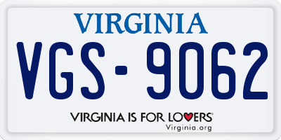 VA license plate VGS9062