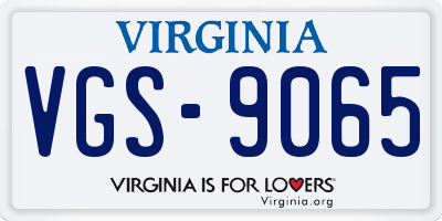VA license plate VGS9065