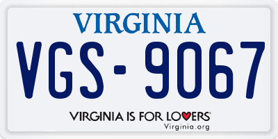 VA license plate VGS9067