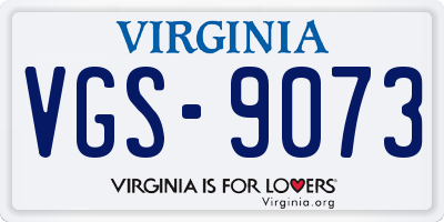 VA license plate VGS9073