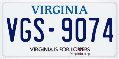 VA license plate VGS9074