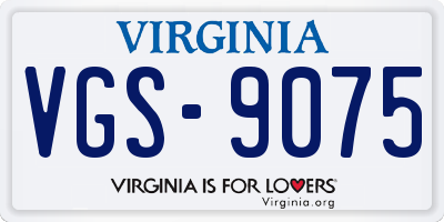 VA license plate VGS9075