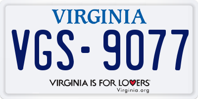 VA license plate VGS9077