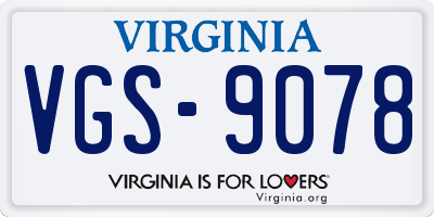 VA license plate VGS9078