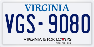 VA license plate VGS9080