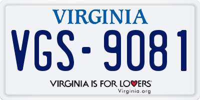 VA license plate VGS9081
