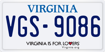 VA license plate VGS9086