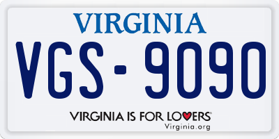 VA license plate VGS9090