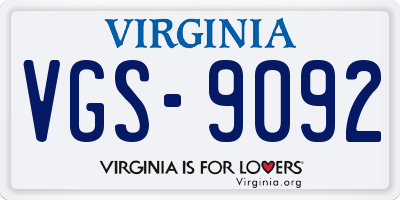 VA license plate VGS9092