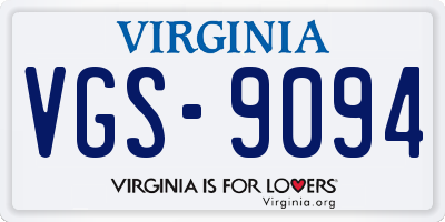 VA license plate VGS9094