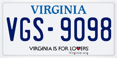 VA license plate VGS9098