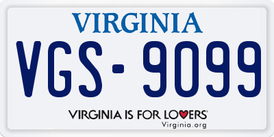 VA license plate VGS9099