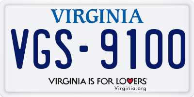 VA license plate VGS9100