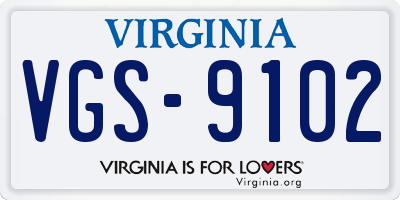 VA license plate VGS9102