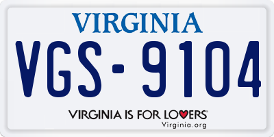VA license plate VGS9104