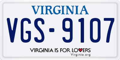 VA license plate VGS9107