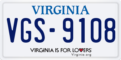 VA license plate VGS9108