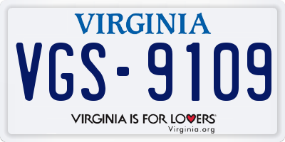 VA license plate VGS9109