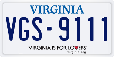 VA license plate VGS9111