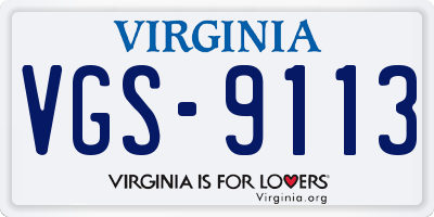 VA license plate VGS9113