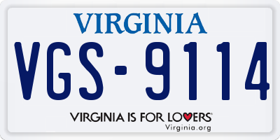 VA license plate VGS9114