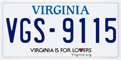 VA license plate VGS9115