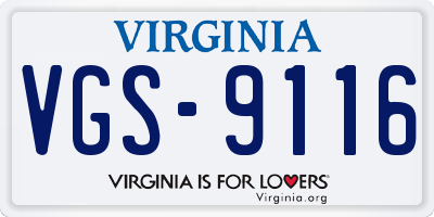 VA license plate VGS9116