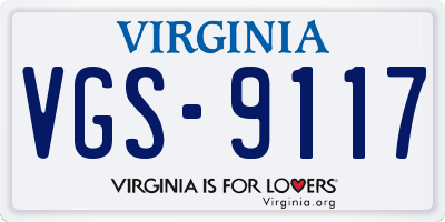 VA license plate VGS9117
