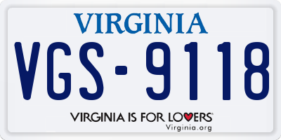 VA license plate VGS9118