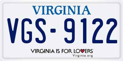 VA license plate VGS9122