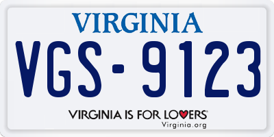 VA license plate VGS9123