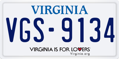 VA license plate VGS9134