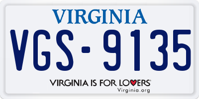 VA license plate VGS9135