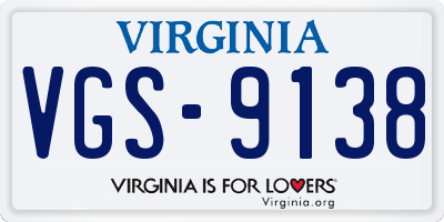 VA license plate VGS9138