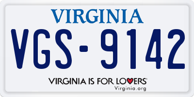 VA license plate VGS9142