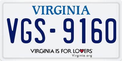 VA license plate VGS9160