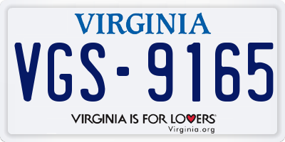 VA license plate VGS9165
