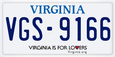 VA license plate VGS9166