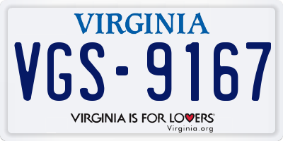 VA license plate VGS9167
