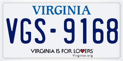 VA license plate VGS9168