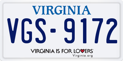 VA license plate VGS9172