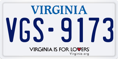 VA license plate VGS9173