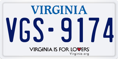 VA license plate VGS9174