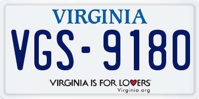 VA license plate VGS9180
