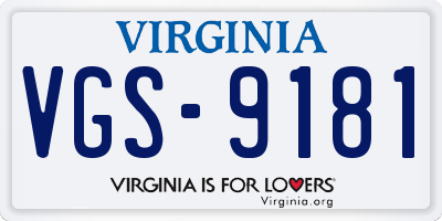 VA license plate VGS9181