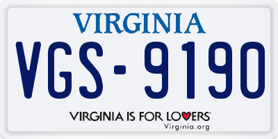 VA license plate VGS9190
