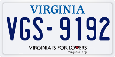 VA license plate VGS9192