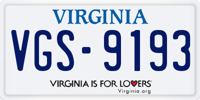VA license plate VGS9193